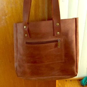 Handmade leather tote.